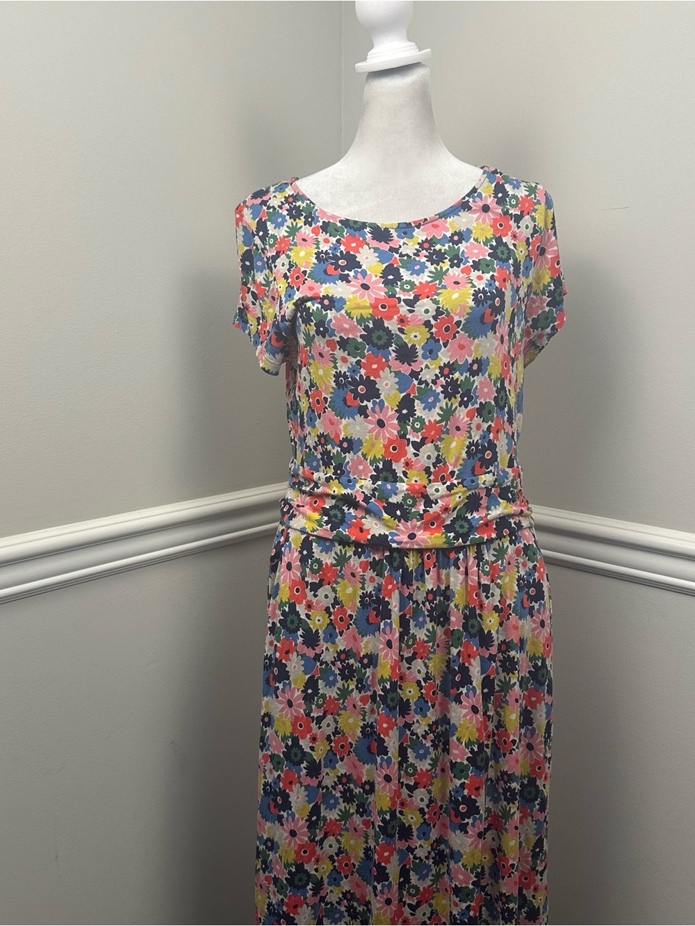 Boden Floral Maxi Dress in Pink, Blue, Yellow & Green 12
